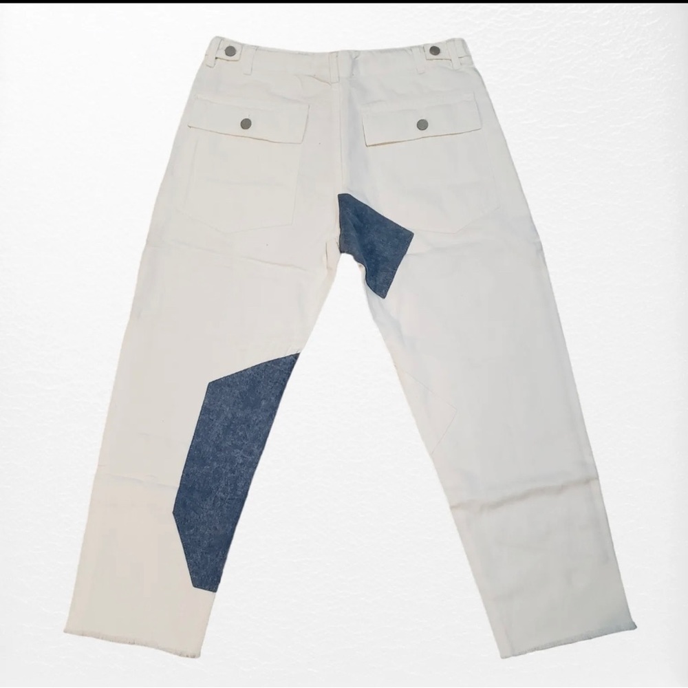 NWT Sandrine Rose White Denim Patchwork Jeans Size 26